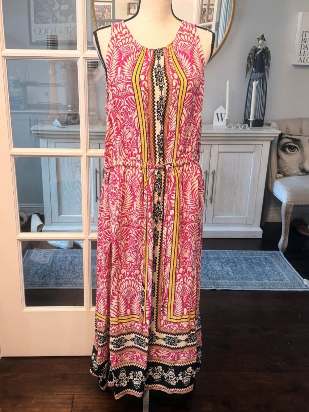 NWT Ann Taylor Loft Maxi Dress Womens XLP XL Petite Tribal Open Back Pockets